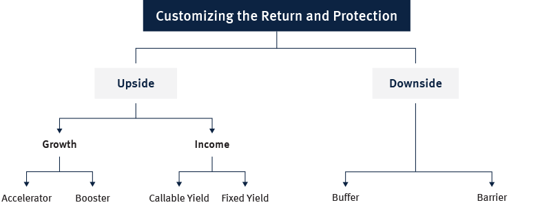 Tree - Investors may customize the level of upside participation and exposure they want to equities, as well as the amount of downside protection needed.