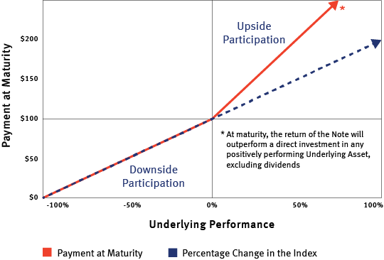 An Accelerator will return a multiple of the performance of an equity investment if its performance is positive at maturity